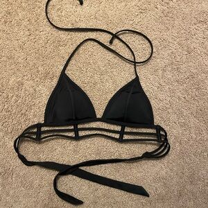 PINK Victoria's Secret Black Caged Triangle Bikini Top